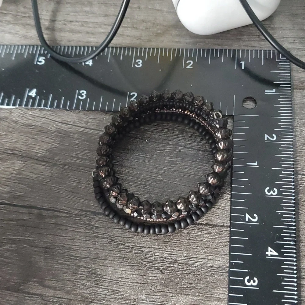 Elegant Black Beaded Bracelet‎ Wrap B3007